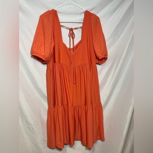 BCBG Orange Midi Dress with Eyelet Sleeves - Picture 9 of 11